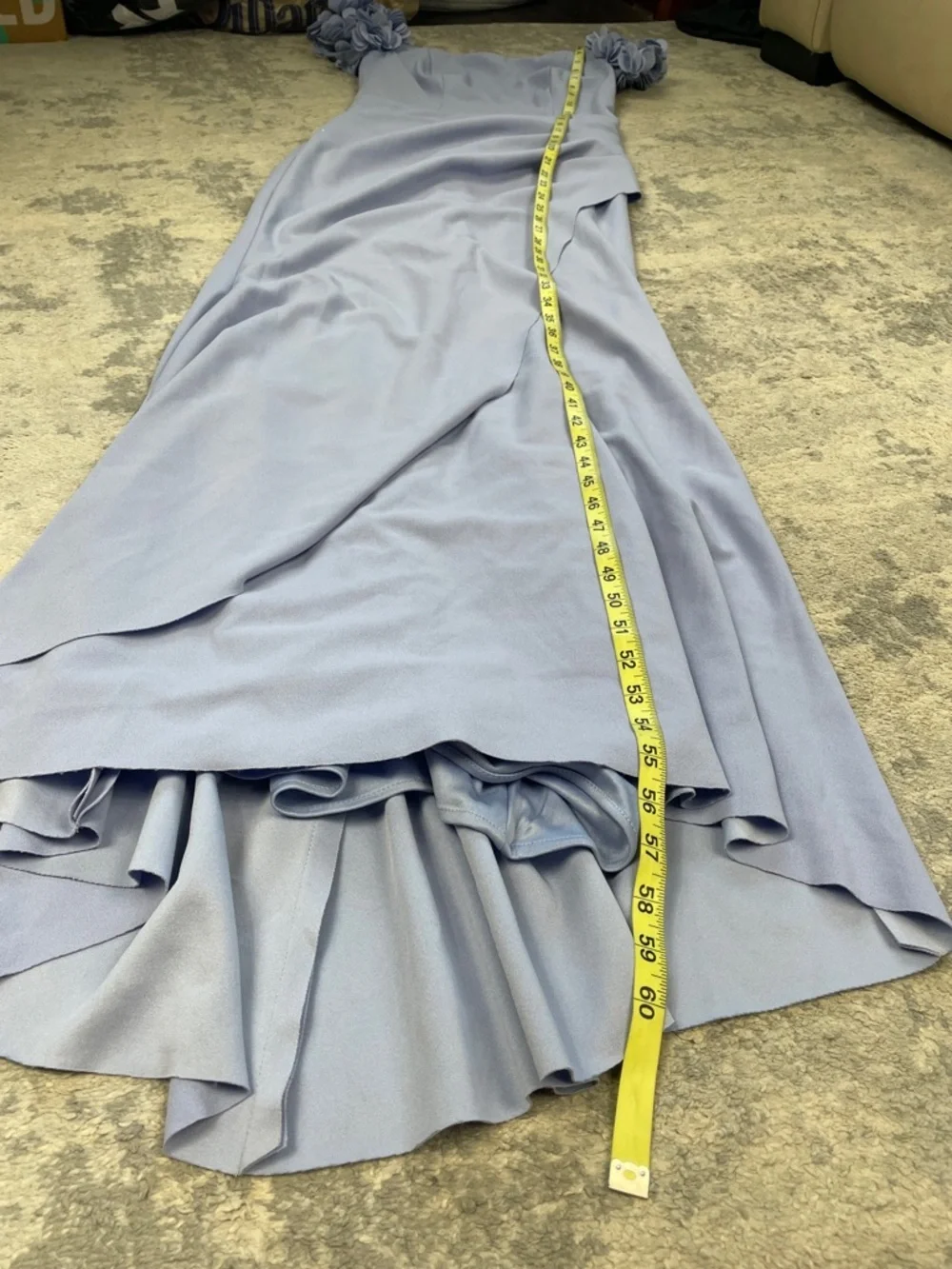 NWT Xscape Off The Shoulder Ruffle Scuba Crepe Gown Dress Periwinkle Purple 4